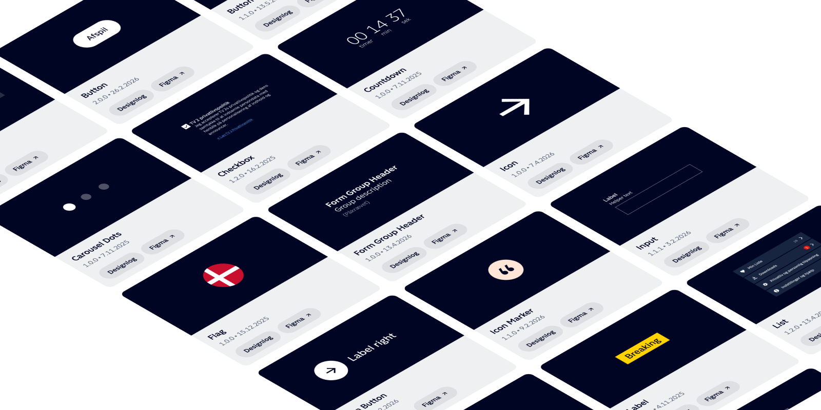 The documentation site displaying a gallery of components with their changelogs